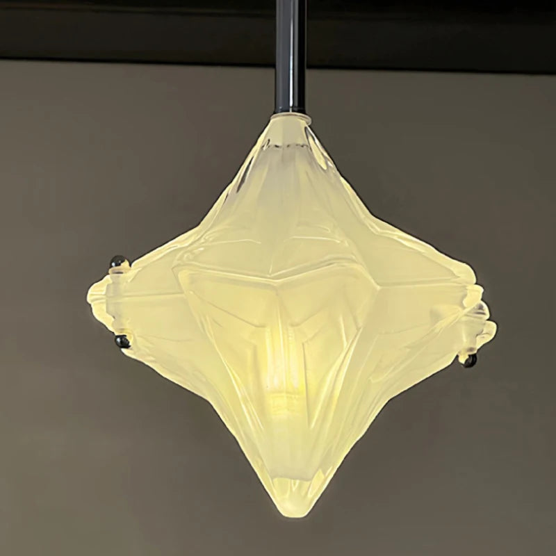 Nordic Art Deco Glass Star Chandelier – Chrome Pendant Light for Bedroom, Study & Dining Room