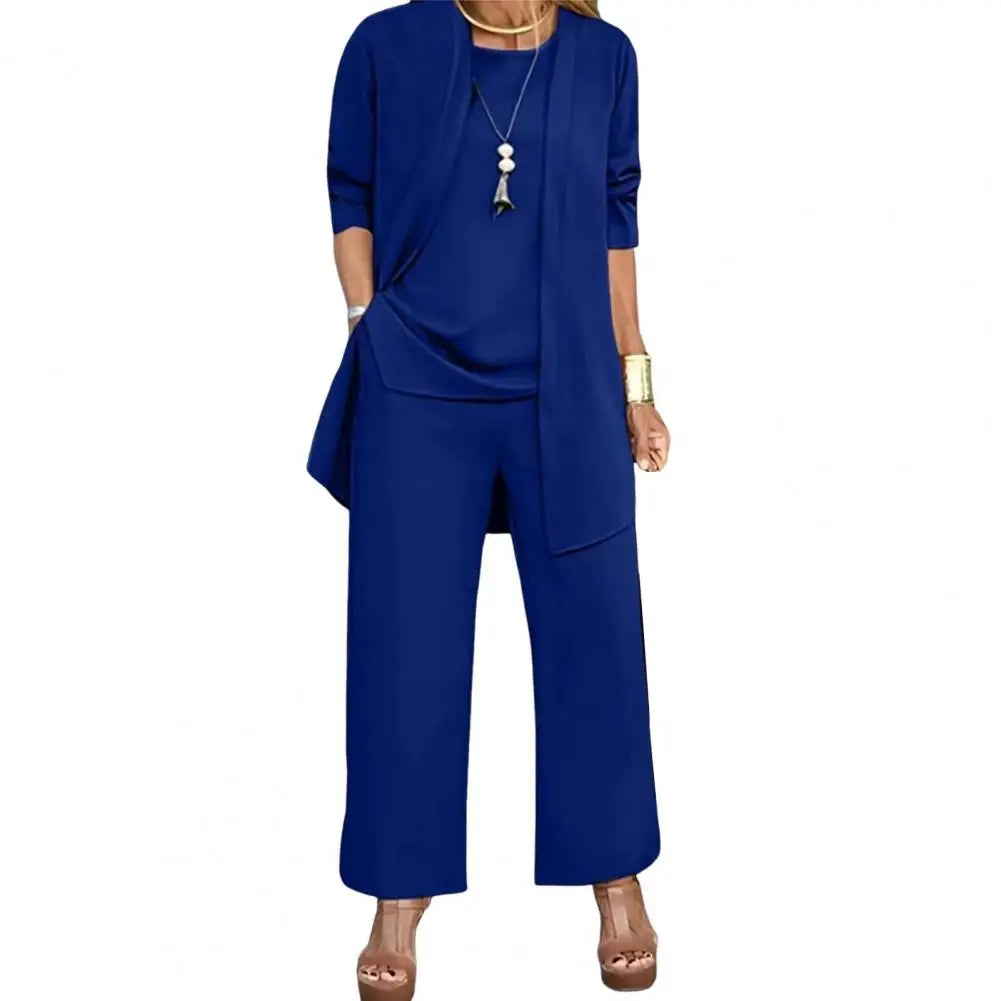 Women's 3-Piece Cardigan, Vest & Wide-Leg Pants Set