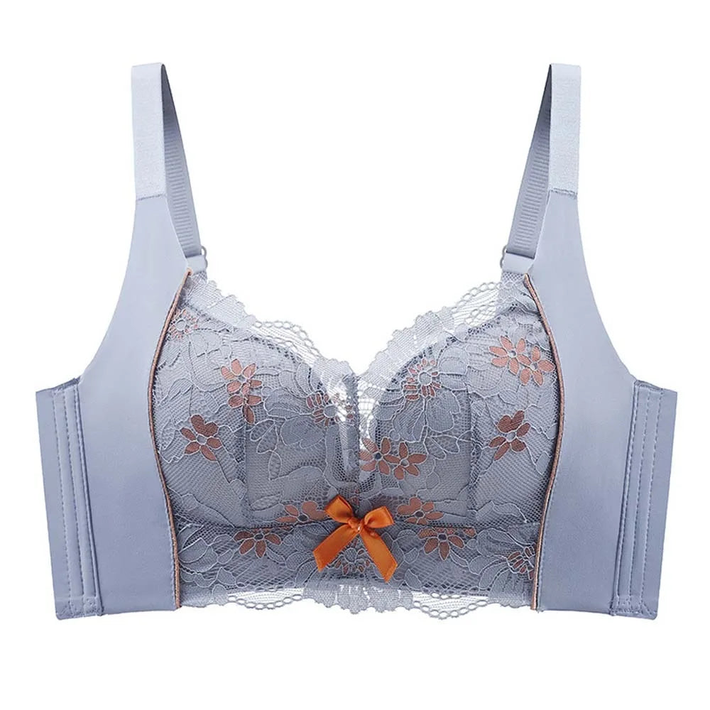 Gathered Breasts Wireless Deep V Bra Close-fitting Anti-sagging Brassiere for Women No Trace Big Cup Seamless Lace Bras Women
