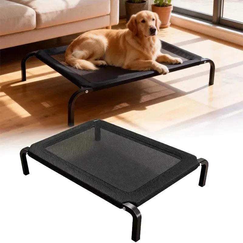 Foldable Elevated Dog Bed – All-Season Camp Cot with Canopy, All Sizes