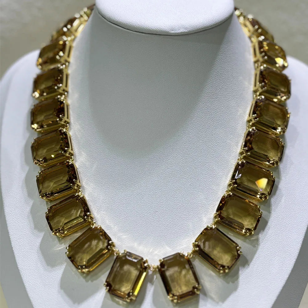 2026 New Fine Jewelry Set for Women Gold Geometric Zircon Crystal Necklace Bracelet Earrings Romantic Gift