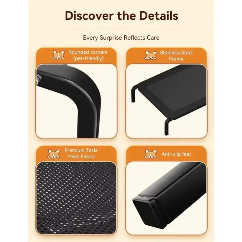 Foldable Elevated Dog Bed – All-Season Camp Cot with Canopy, All Sizes