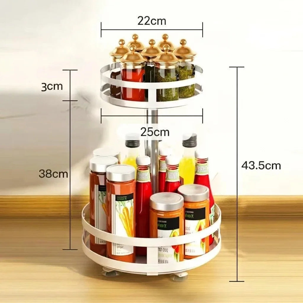360° Rotating Spice Rack Organizer, Non-Skid Storage Tray for Seasonings, Spice Jars, Cans and Kitchen Countertop Organization