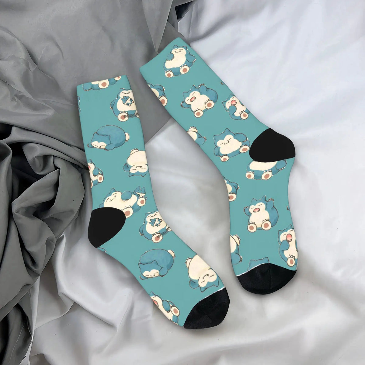 P-Pokemons Snorlax Socks Men Women Polyester Funny Happy  Socks Novelty Spring Summer Autumn Winter Middle Tube Stockings Gift