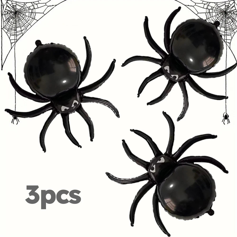 3pcs Large 3D Spider Balloon, Black Halloween Spider Balloons, for Haunted House, Birthday Decorations Gifts
