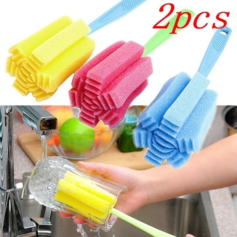 2-Pack Bottle & Glass Cleaning Sponge Brush