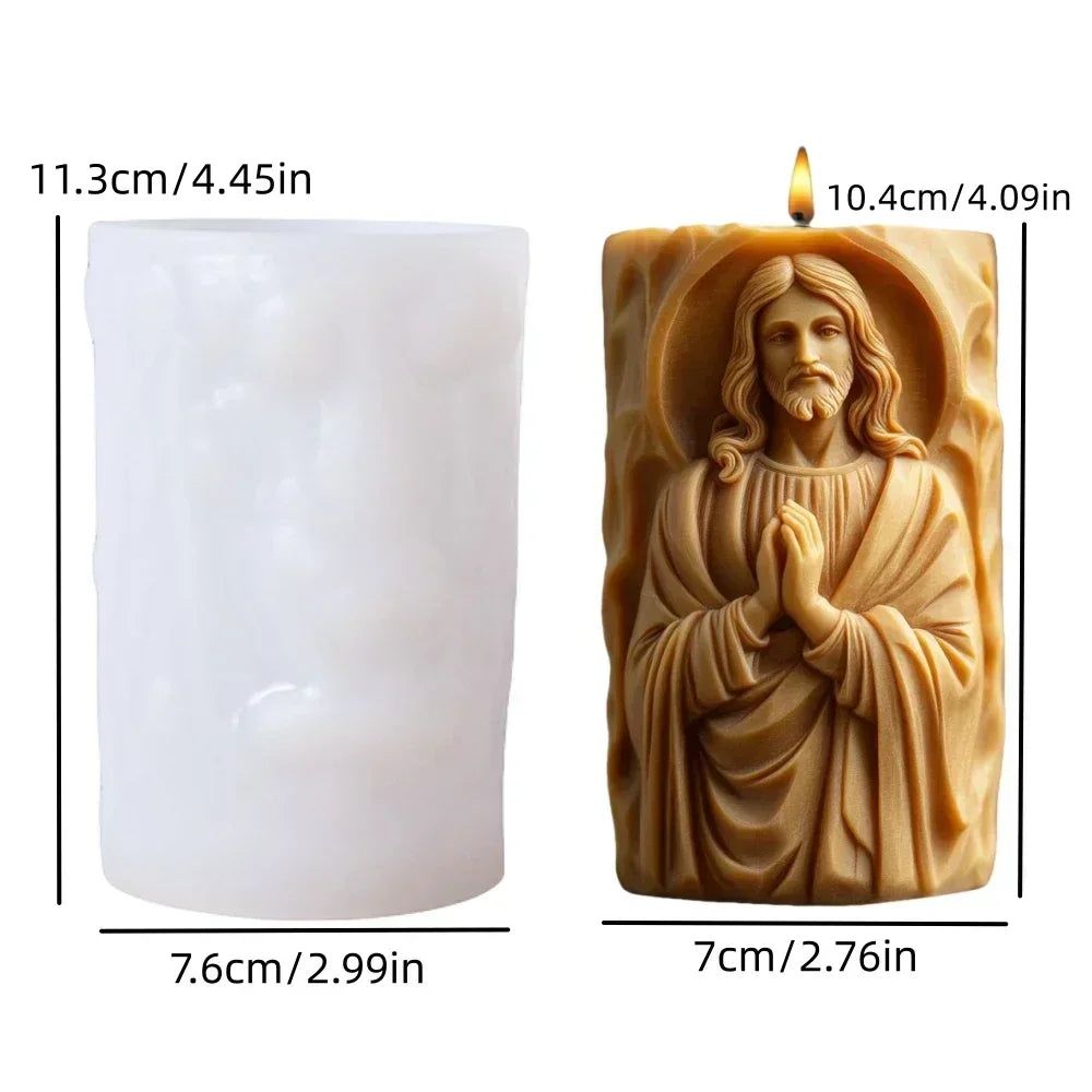 Jesus Horse Cylindrical Scented Candle Silicone Mold Wings Jesus Horse Galloped MoldS Jesus Angel Resin Plaster Mould