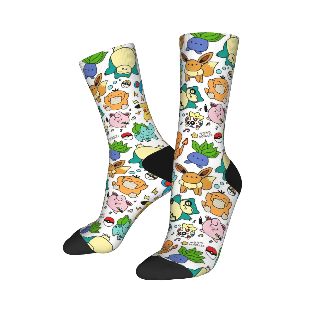 P-Pokemons Snorlax Socks Men Women Polyester Funny Happy  Socks Novelty Spring Summer Autumn Winter Middle Tube Stockings Gift