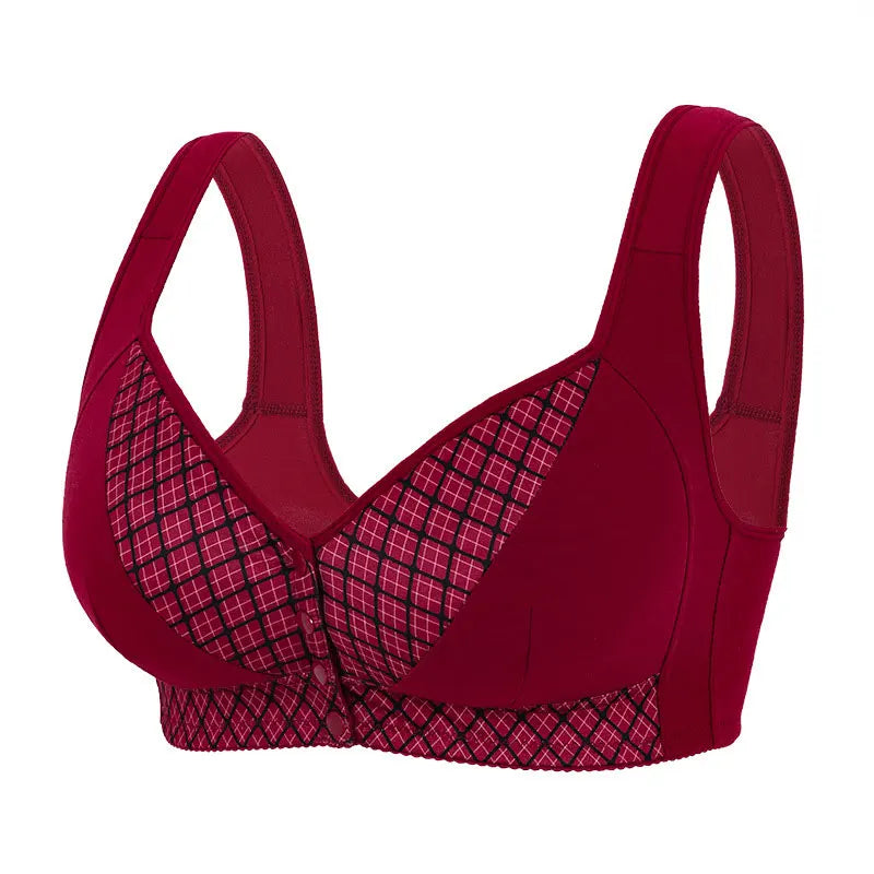 Plus Size Front Closure Wireless Comfort Bra, Seamless Full Coverage Easy On Off Supportive Bra for Women Ladies Daily Underwear