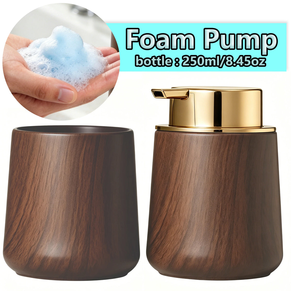 Luxury Bathroom Accessories Set – Refillable Soap Dispenser & Toothbrush Holder, Modern Farmhouse Decor