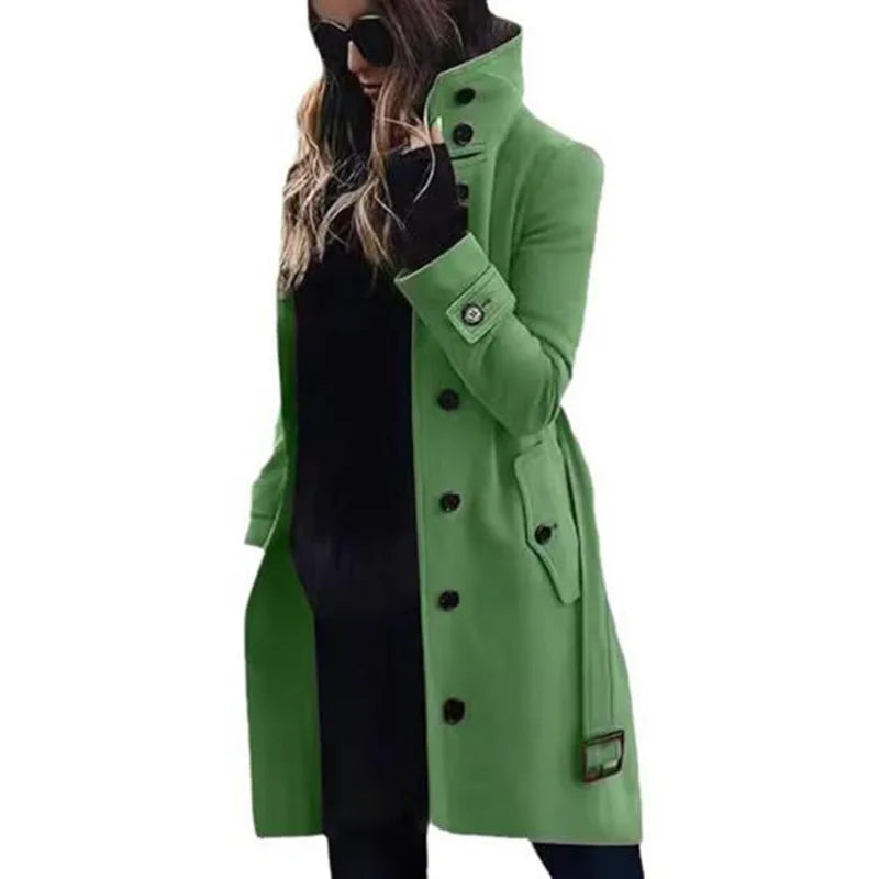 Women's Long Wool-Blend Winter Coat