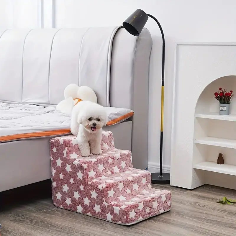 Foam Pet Stairs – Non-Slip 3/4 Step Ramp for Dogs & Cats with Joint Pain, Sofa & Bed