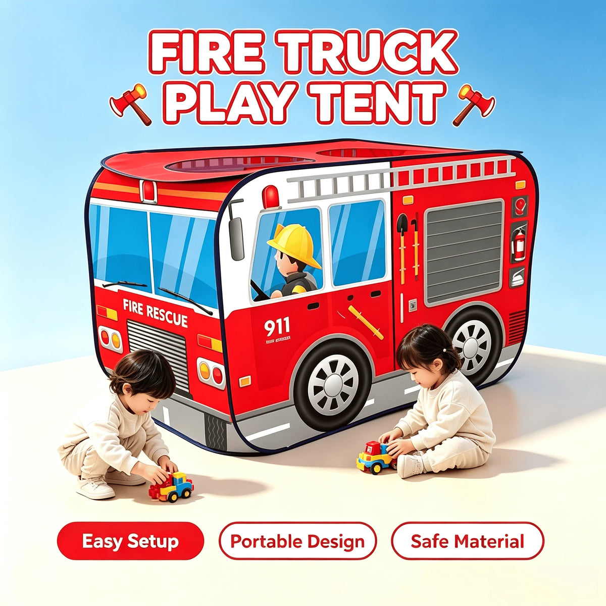 Foldable Car Design Kids Play Tent – Pop-Up Playhouse for Boys & Girls, Beach & Indoor Toy