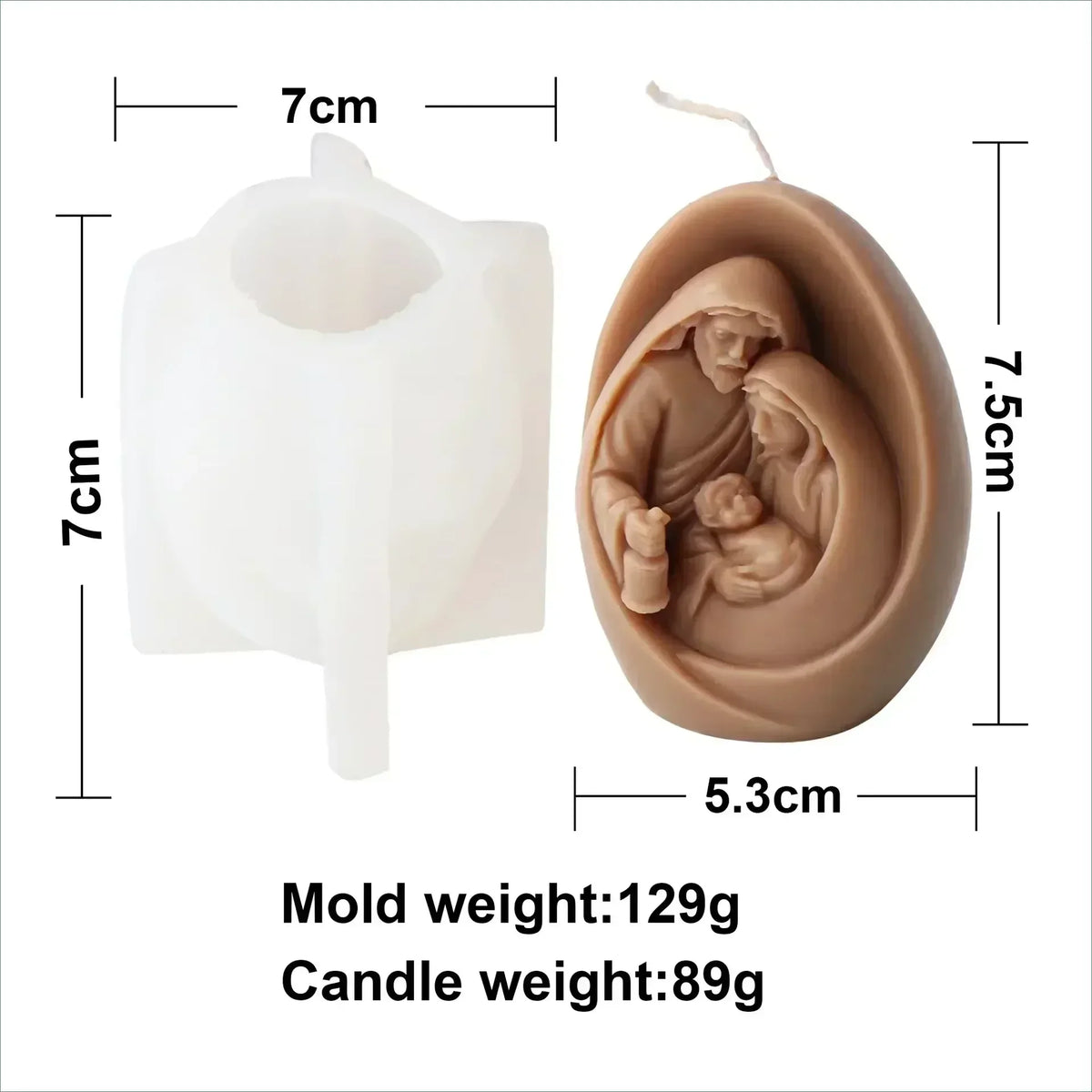 Jesus Horse Cylindrical Scented Candle Silicone Mold Wings Jesus Horse Galloped MoldS Jesus Angel Resin Plaster Mould