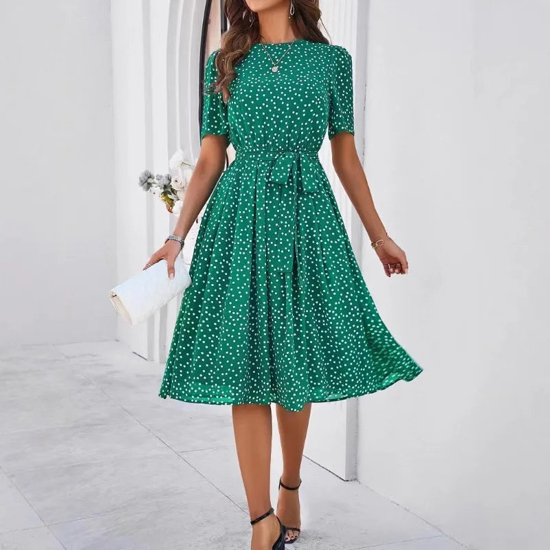 Women's Polka Dot Lace-Up Summer Dress