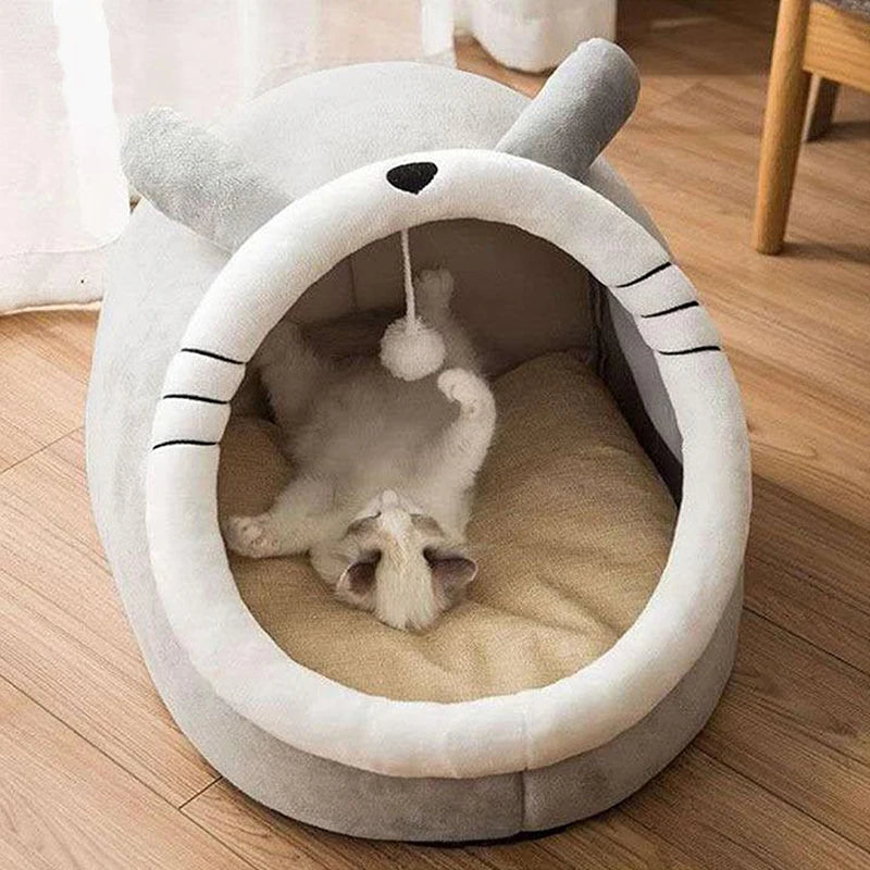 Pet Tent Cave Bed – Self-Warming Hut for Cats & Small Dogs, Foldable & Washable