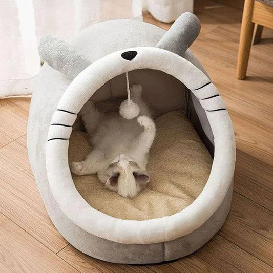 Pet Tent Cave Bed – Self-Warming Hut for Cats & Small Dogs, Foldable & Washable