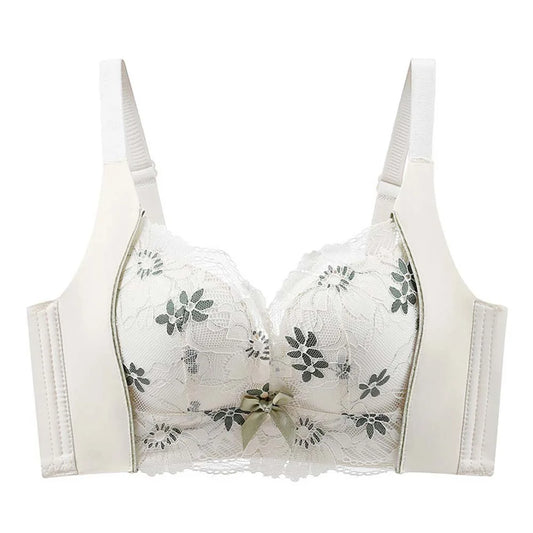 Gathered Breasts Wireless Deep V Bra Close-fitting Anti-sagging Brassiere for Women No Trace Big Cup Seamless Lace Bras Women