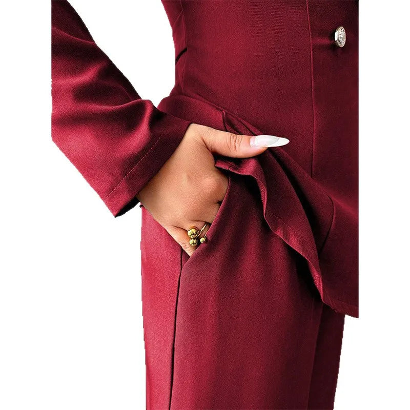 Women's 2-Piece Blazer & Straight-Leg Pants Suit