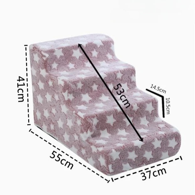 Foam Pet Stairs – Non-Slip 3/4 Step Ramp for Dogs & Cats with Joint Pain, Sofa & Bed