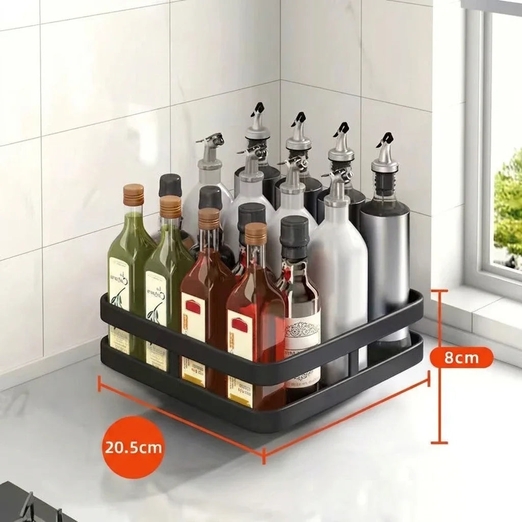 360° Rotating Spice Rack Organizer, Non-Skid Storage Tray for Seasonings, Spice Jars, Cans and Kitchen Countertop Organization