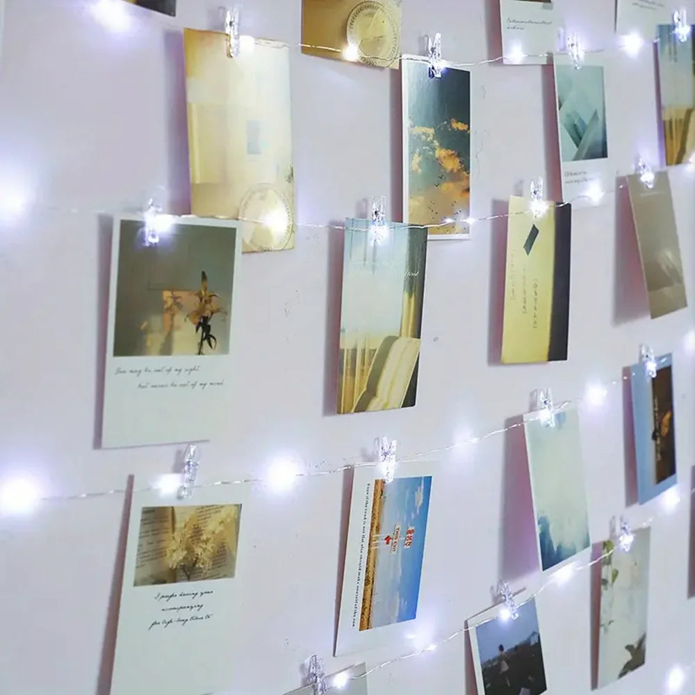 LED Photo Clip String Lights – USB or Battery Powered, Bedroom & Party Decoration