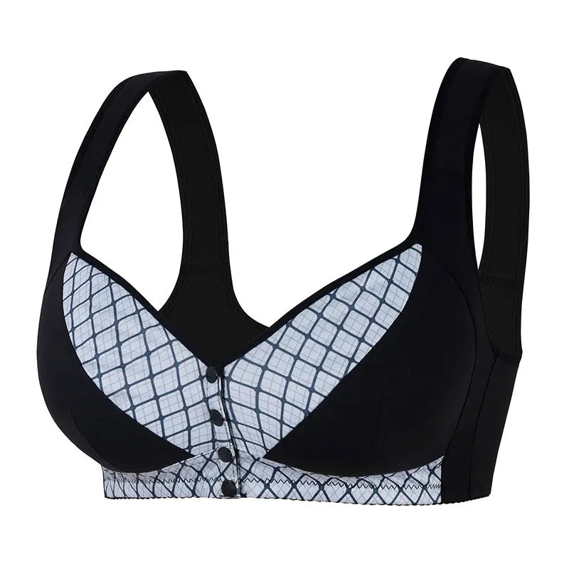 Plus Size Front Closure Wireless Comfort Bra, Seamless Full Coverage Easy On Off Supportive Bra for Women Ladies Daily Underwear