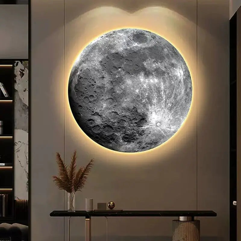 Moon Lamp Wall Art with Tree Silhouette