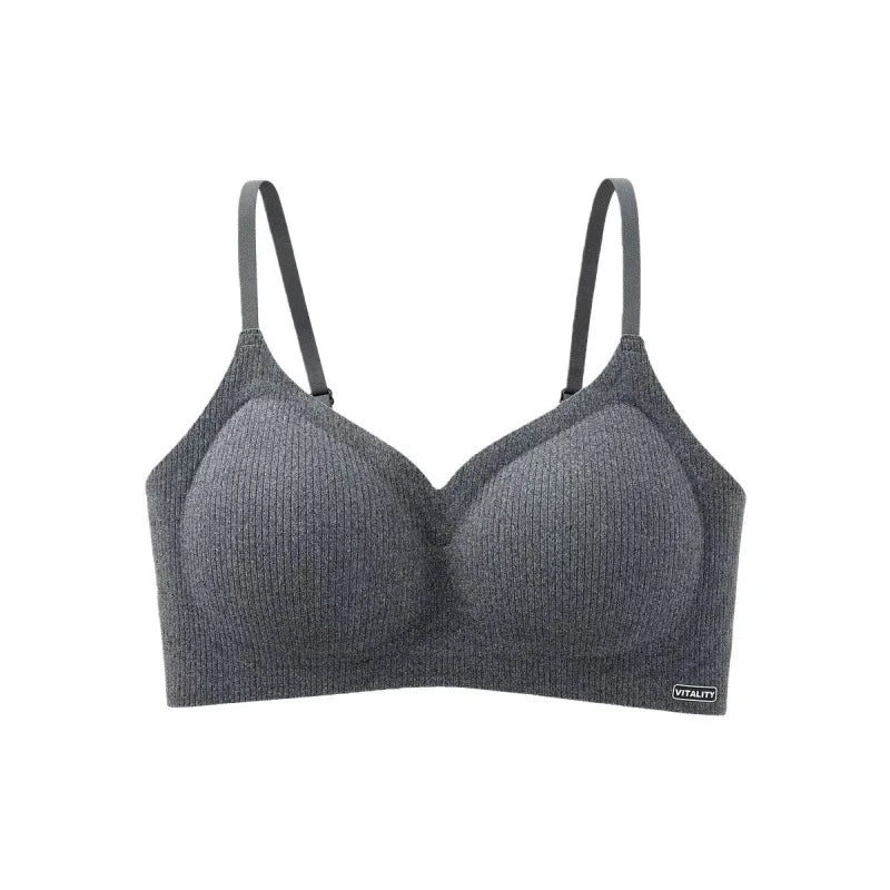 Ribbed Seamless Wireless Bra Women Thin Soft Padded No Underwire Adjustable Strap Comfort Daily Push Up Lingerie Underwear
