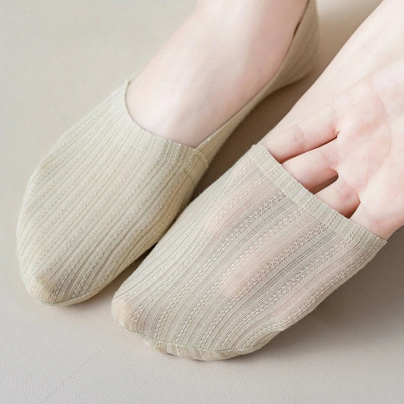 Sock Slippers Women Silicone Non-slip Solid Color Low Cut Boat Sock Cotton Bottom Thin Breathable Summer Invisible No Show Socks