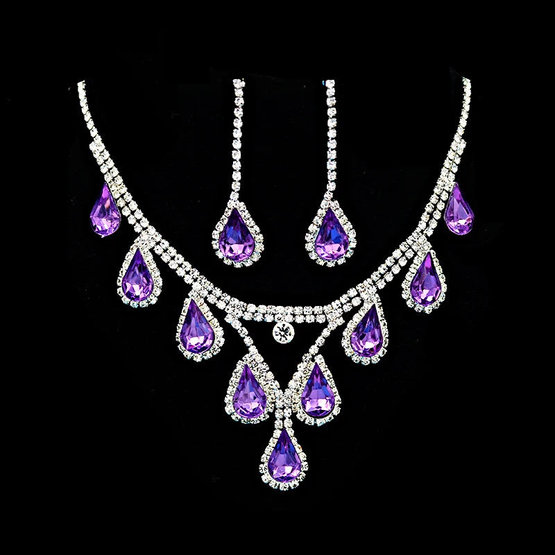 Romantic Crystal Bridal Jewelry Set – Rhinestone Necklace & Earrings for Wedding & Party